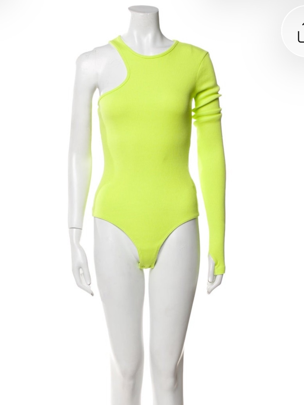 Agolde Lime Green One-Shoulder Ribbed One-Piece
